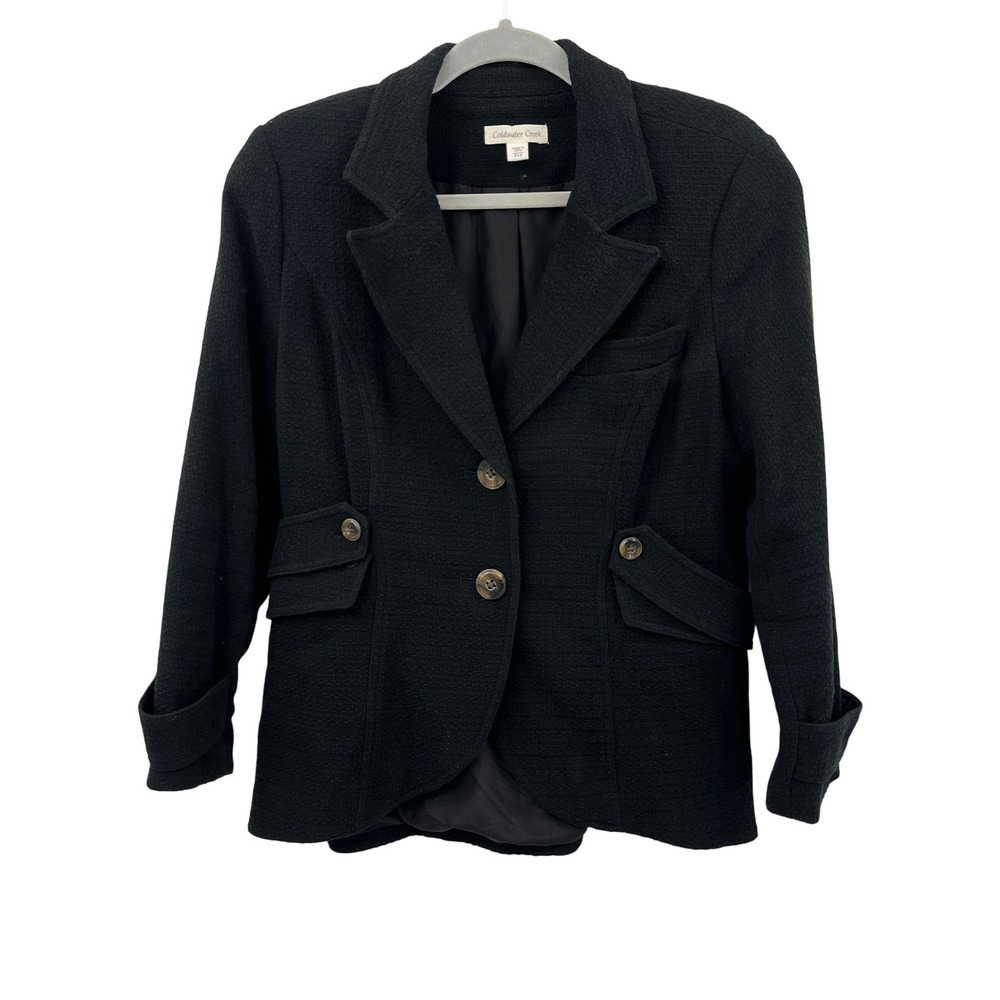 Coldwater Creek Black Textured Blazer Jacket Women's P14